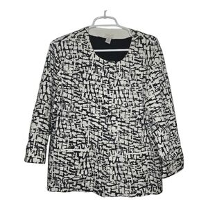 Chico’s 3 XL Abstract Print Jacket Black White Snap